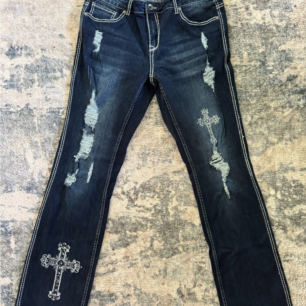 Cowgirl Tuff Jeans with Cross Embroidery 35w x 35L
